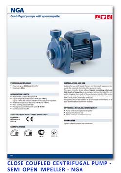 9 Pedrollo Close Coupled Centrifugal Pump - Semi Open Impeller - NGA